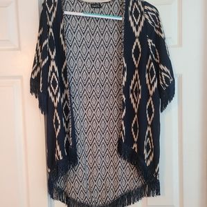 Rue 21 Short Sleeve Fringe Kimono - OSFA